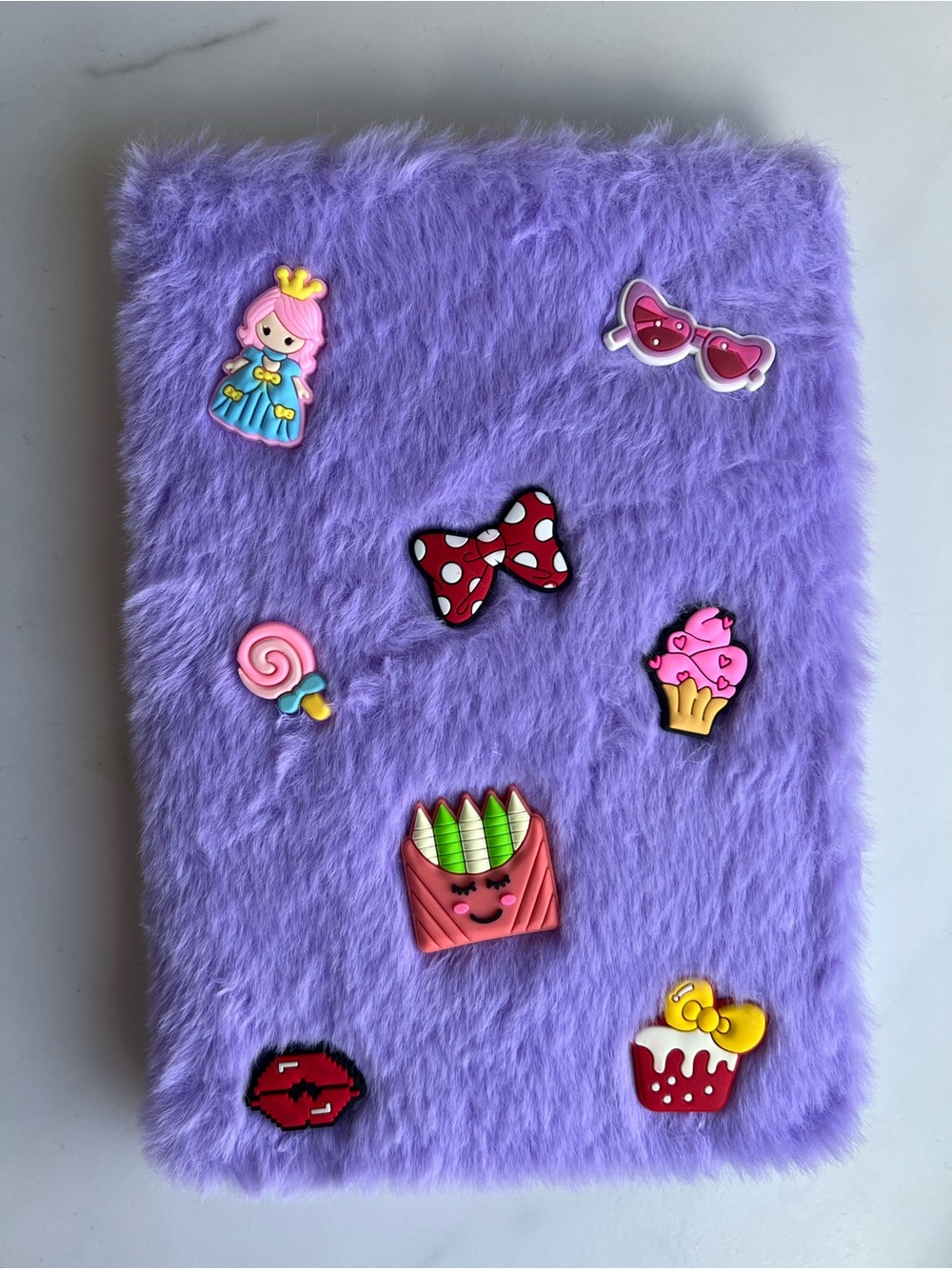2/$30 Plush Purple Fuzzy Notebook/Journal with Cute Pins - NWT